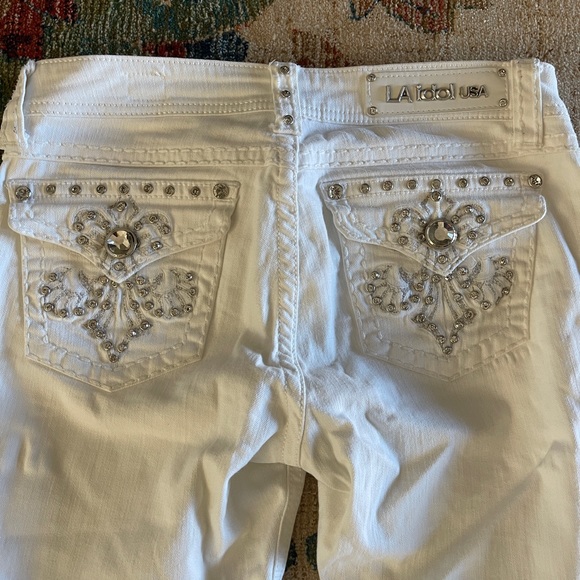 Original LA Idol White Jeans Denim Stretch Boot Cut Pants Size 7 W30 L31 1/2 - Picture 9 of 14
